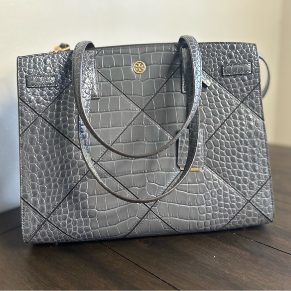 Tory Burch Walker Croc Embossed Leather Satchel Large - Picture 7 of 7